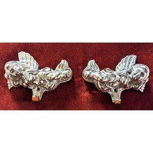 The Bombay Company Set Of 2 Brass Gold Color Cherub Picture Hangers Vintage 3.5"